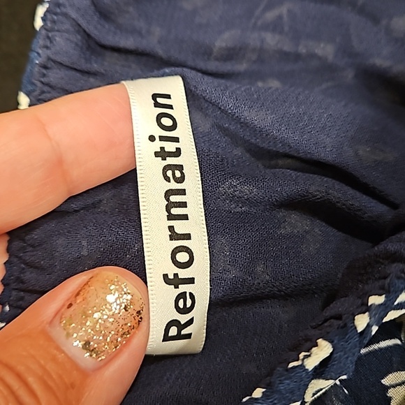 💕REFORMATION💕 Hannah Dress ~ Elyse Blue with White Micro Floral Print 4 NWOT - Picture 11 of 12